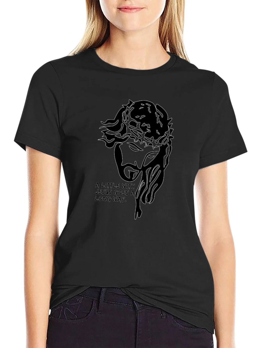 Jesus Graphic Print Black T-Shirt product image 2