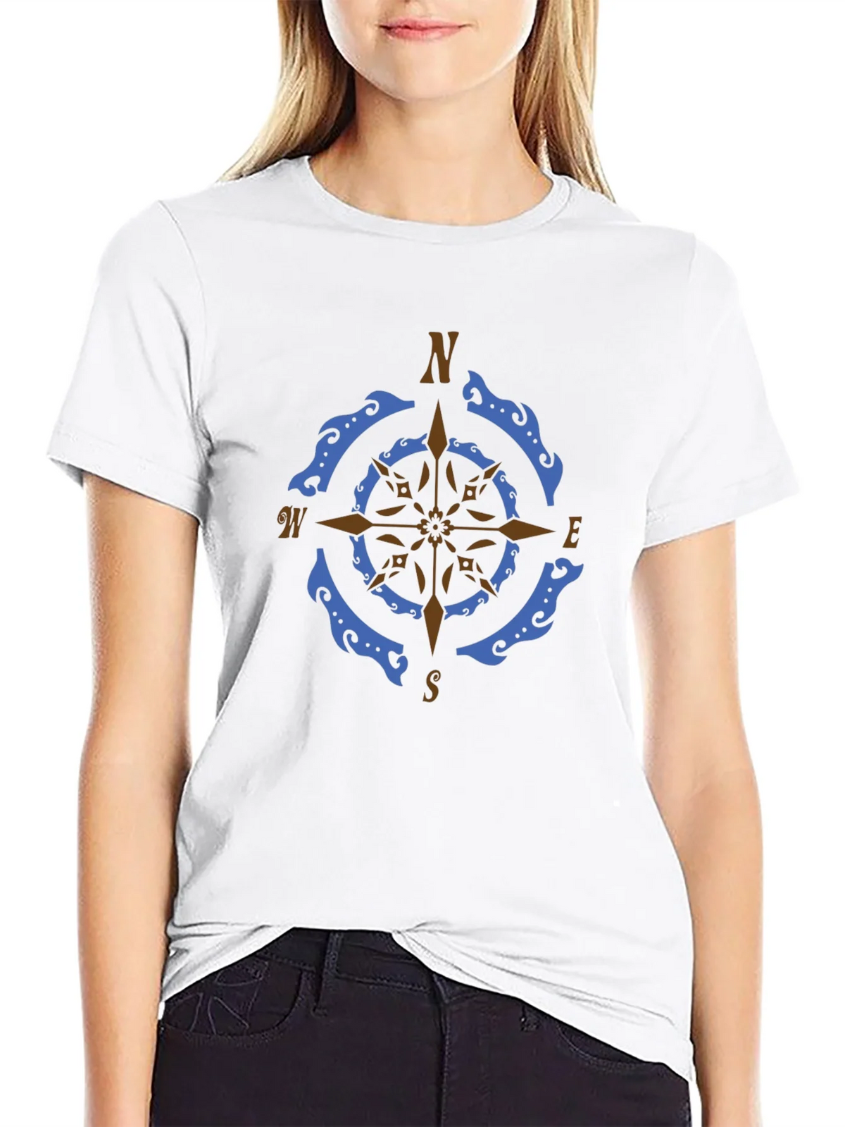 Nautical Compass Rose Graphic Tee - Black product image 8