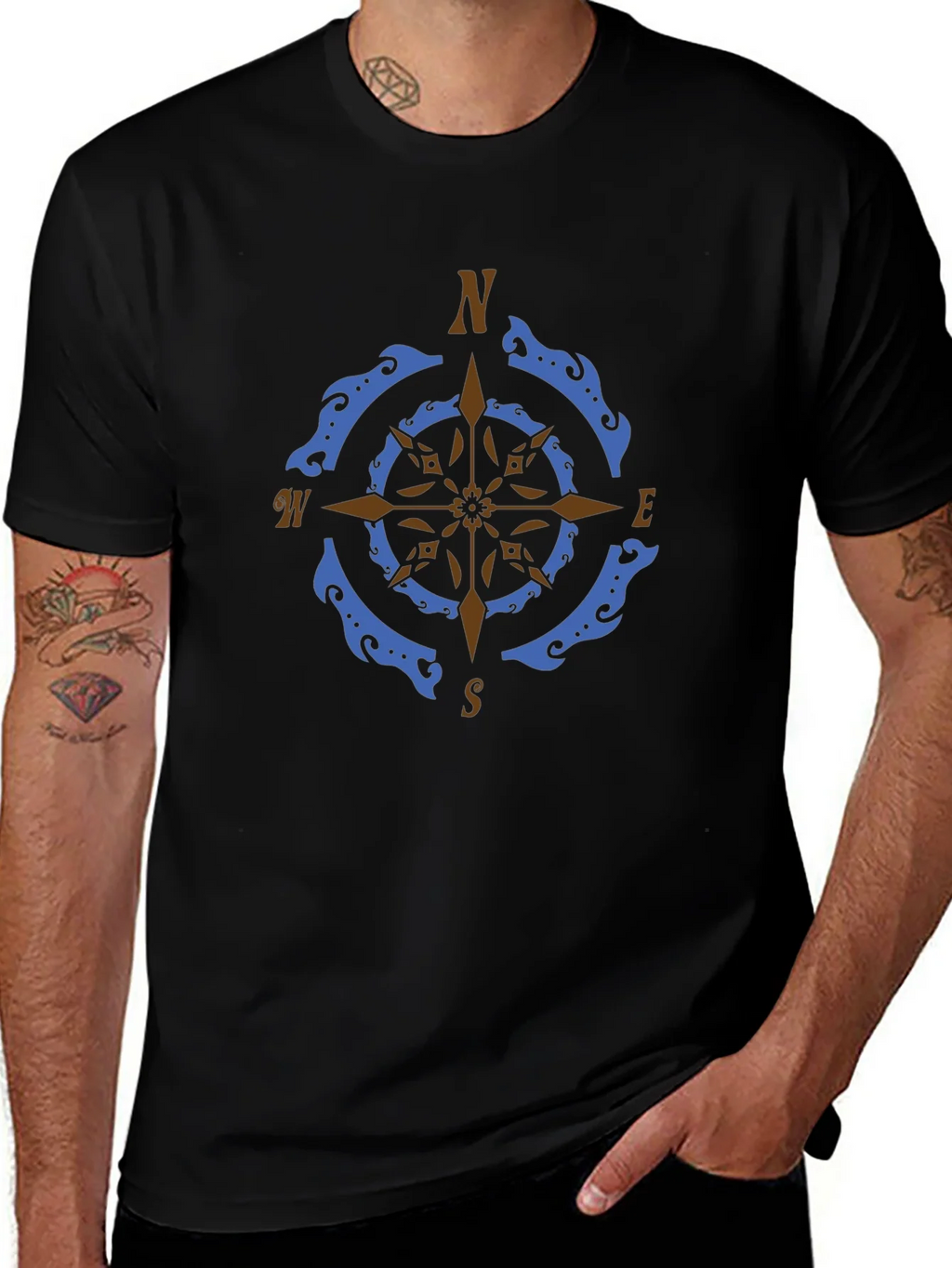 Nautical Compass Rose Graphic Tee - Black product image 1