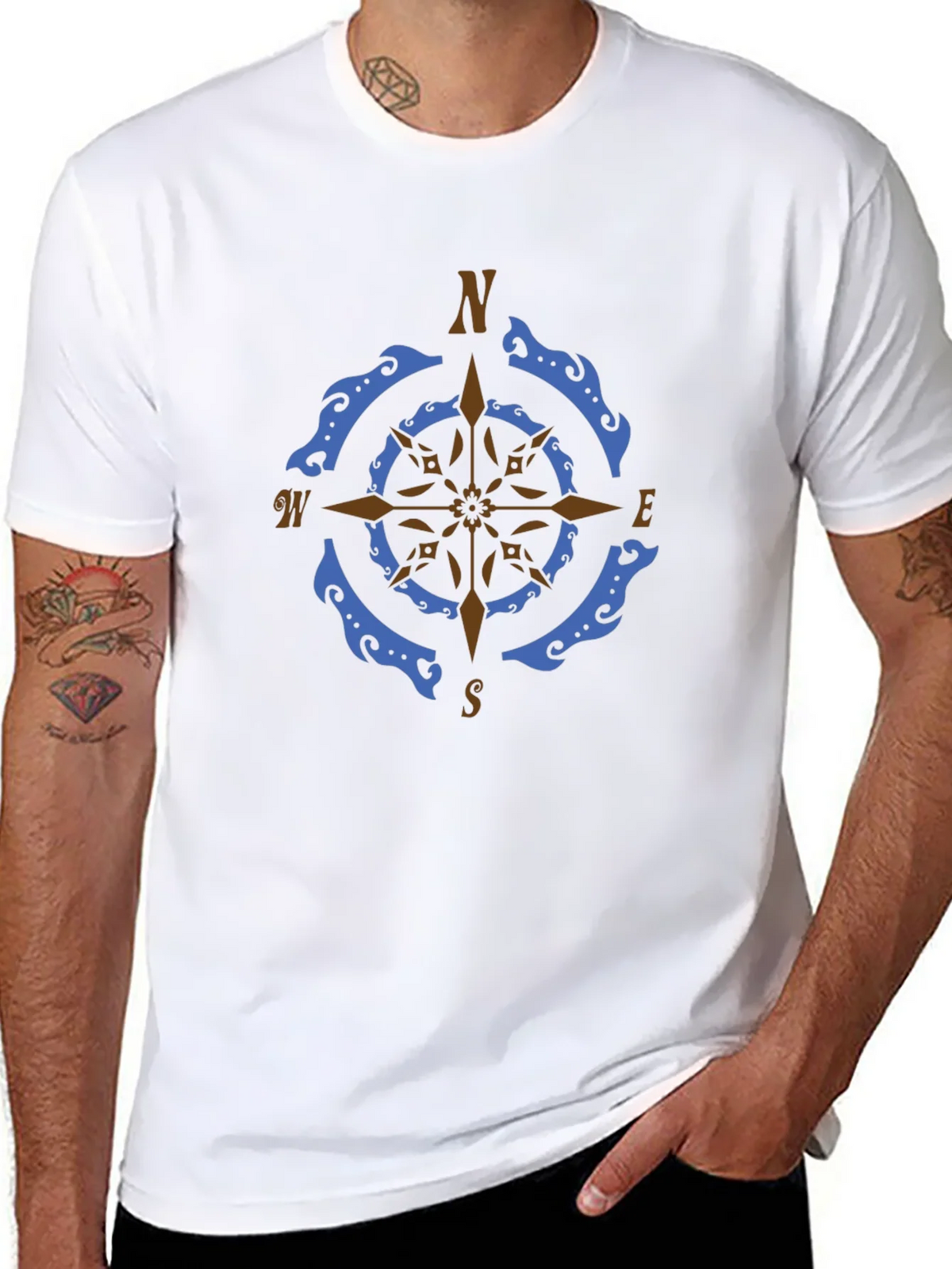 Nautical Compass Rose Graphic Tee - Black product image 7