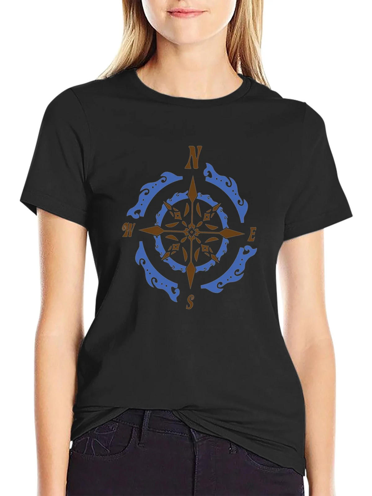 Nautical Compass Rose Graphic Tee - Black product image 2