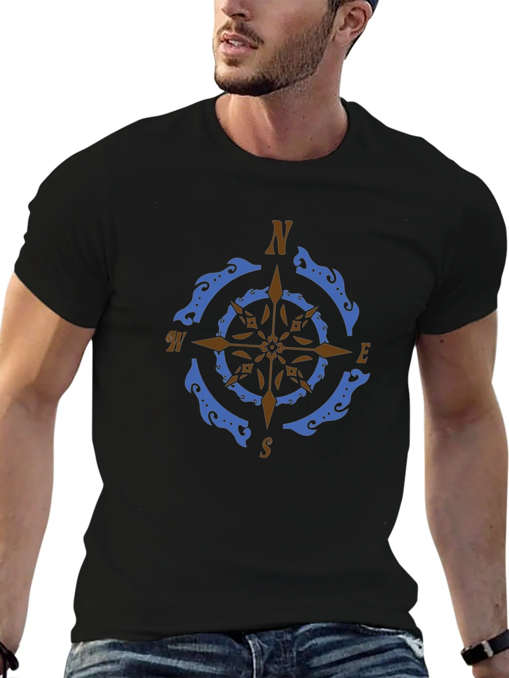 Nautical Compass Rose Graphic Tee - Black product image 6
