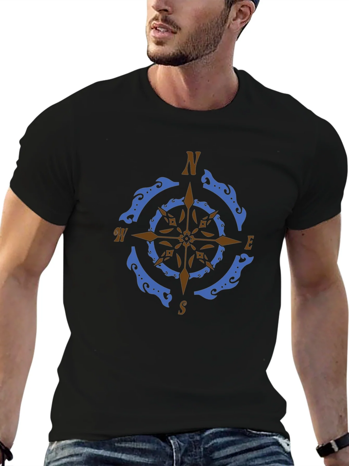 Nautical Compass Rose Graphic Tee - Black product image 6