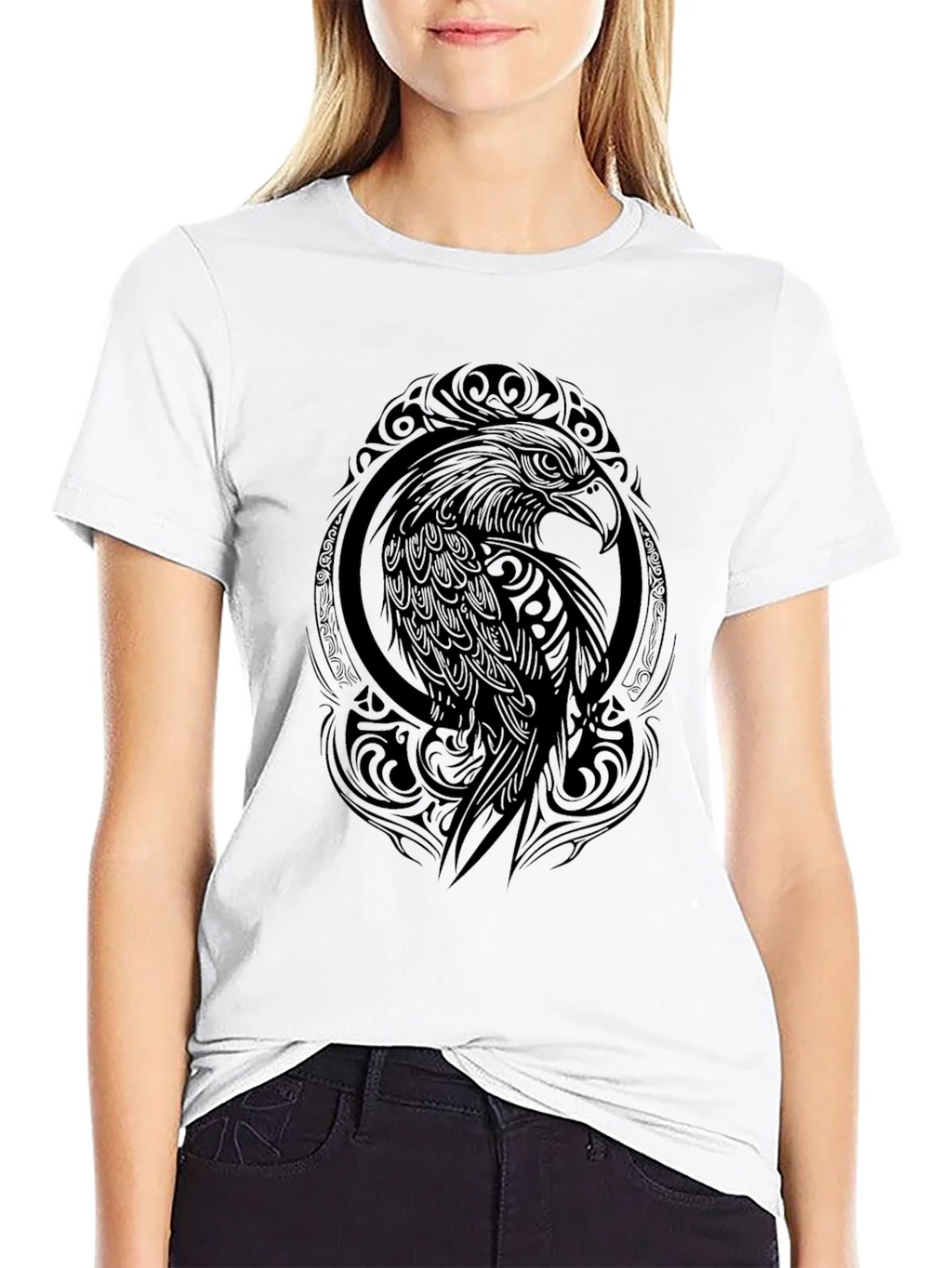 Tribal Eagle Graphic Black T-Shirt product image 7
