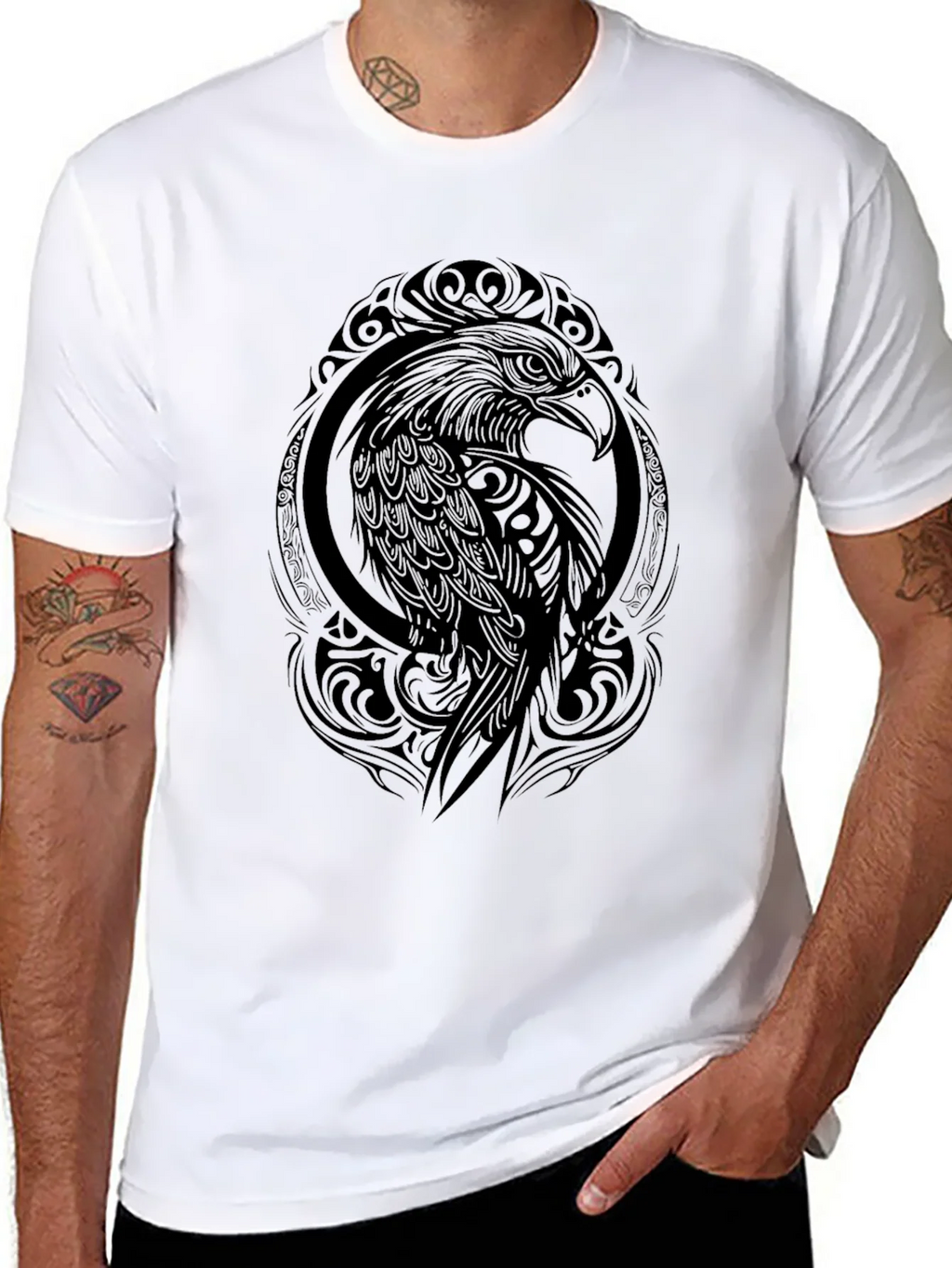 Tribal Eagle Graphic Black T-Shirt product image 6