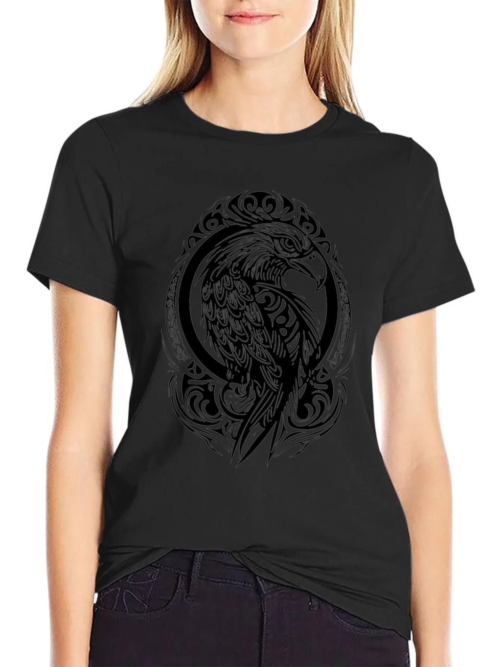 Tribal Eagle Graphic Black T-Shirt product image 2