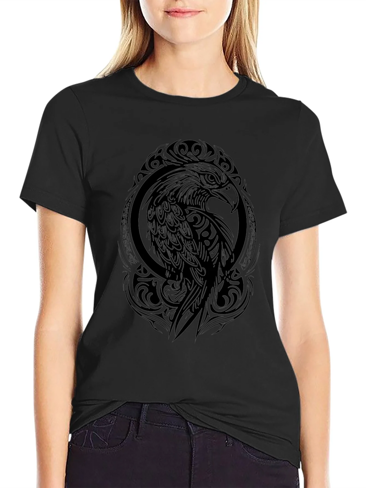 Tribal Eagle Graphic Black T-Shirt product image 2