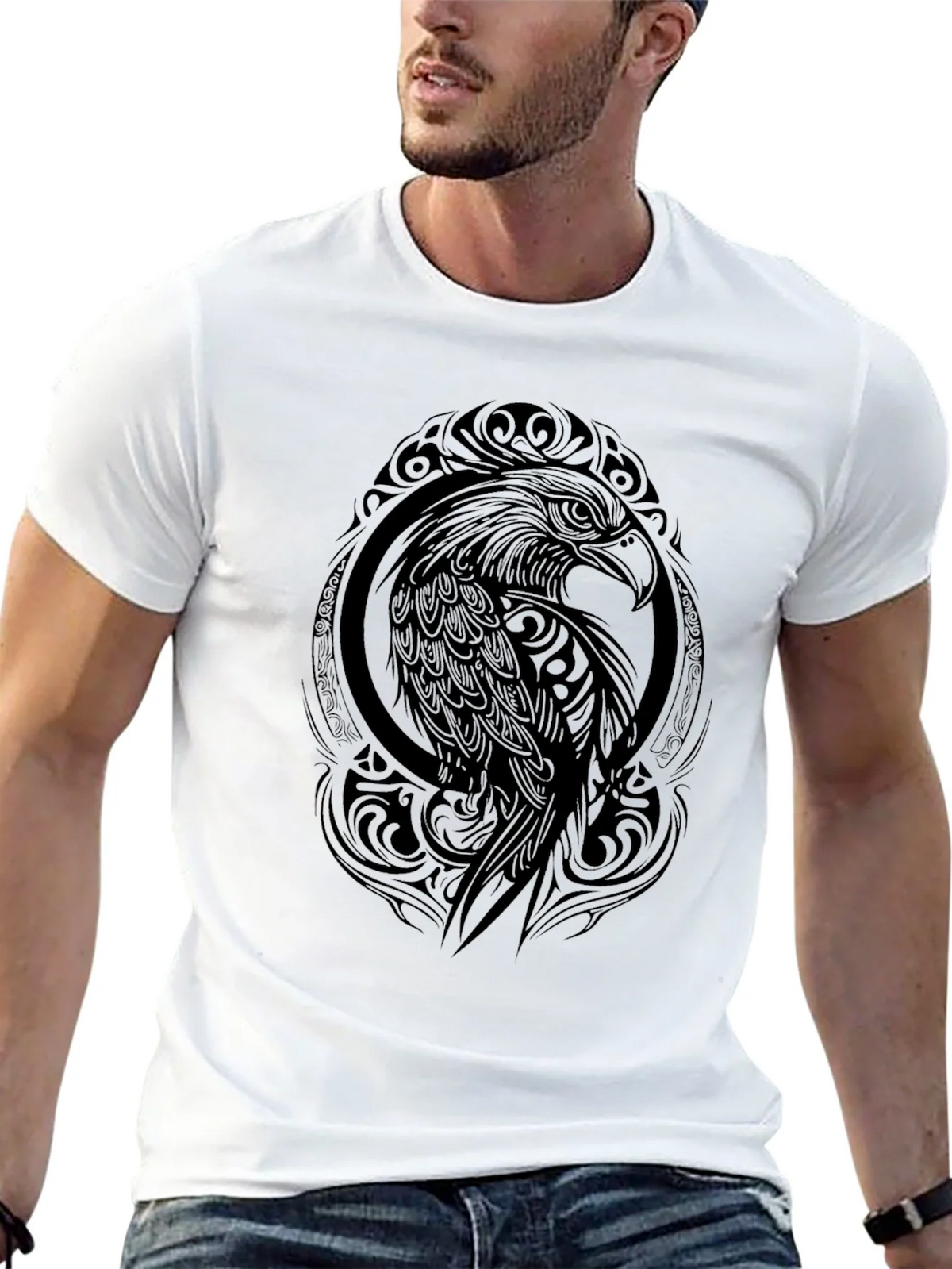 Tribal Eagle Graphic Black T-Shirt product image 11