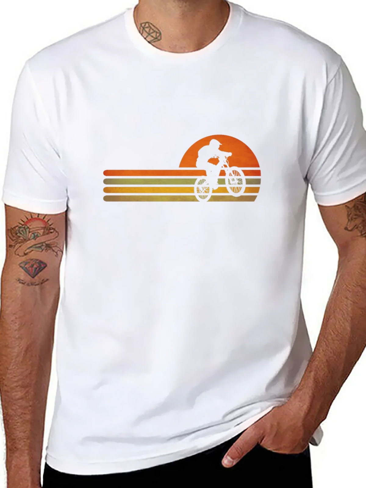 Retro Sunset Mountain Bike Graphic Tee product image 6