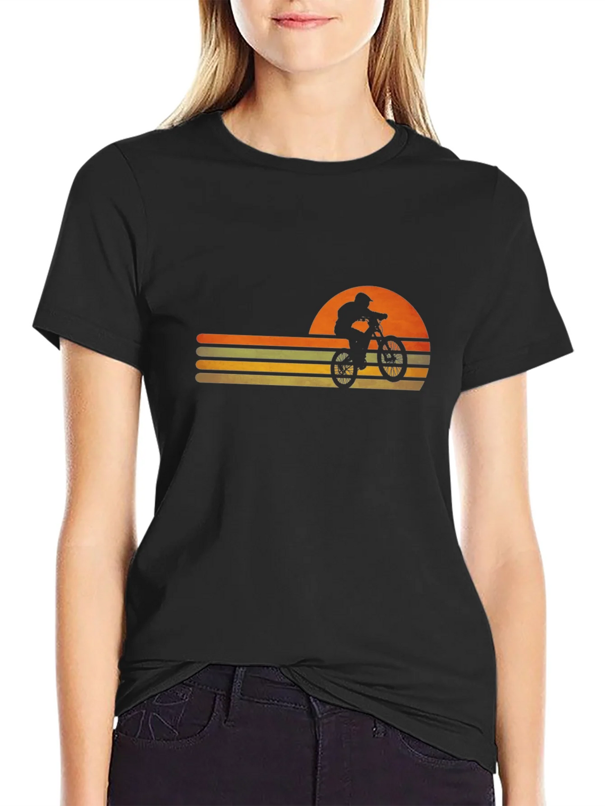 Retro Sunset Mountain Bike Graphic Tee product image 1