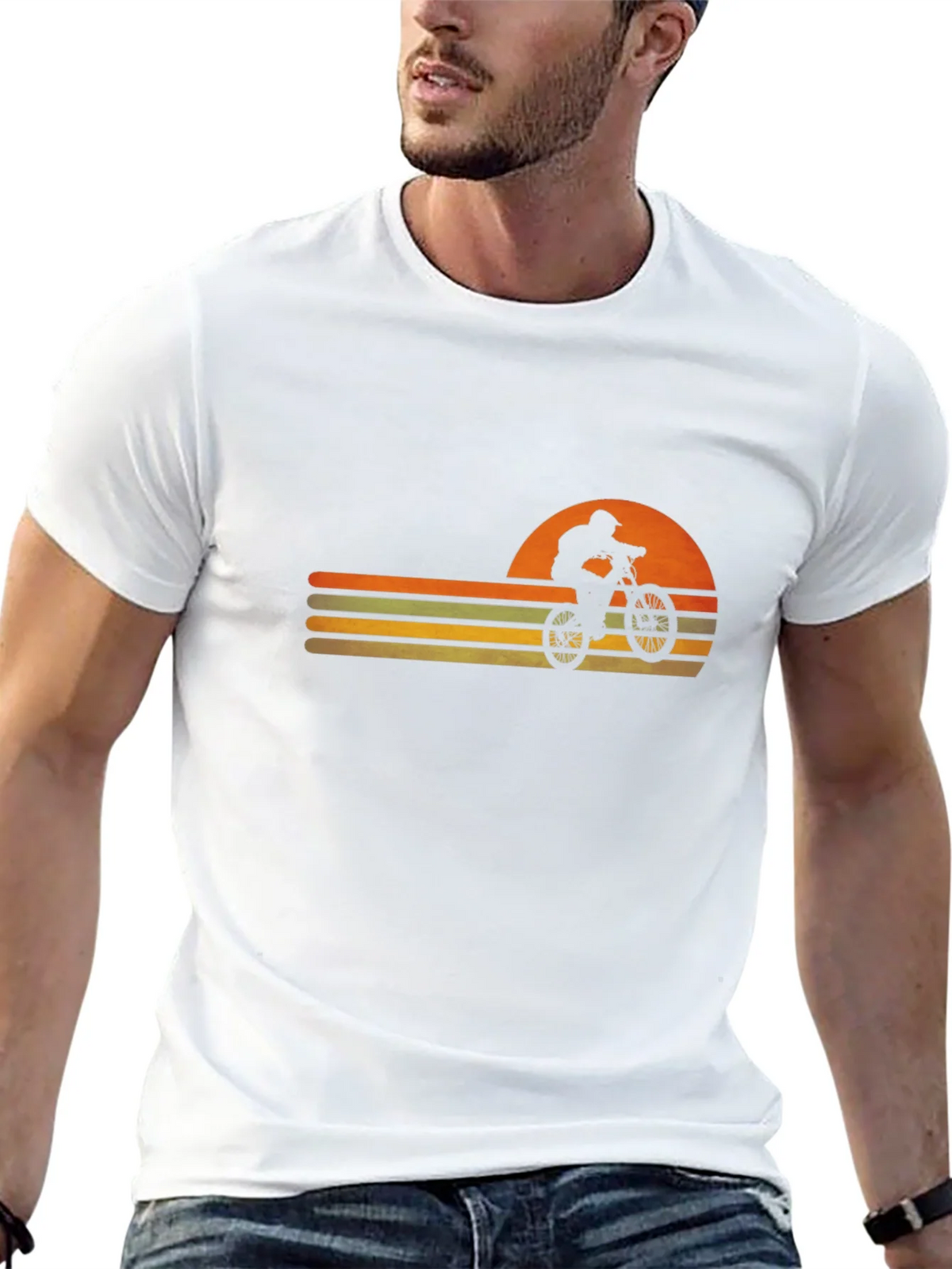 Retro Sunset Mountain Bike Graphic Tee product image 11