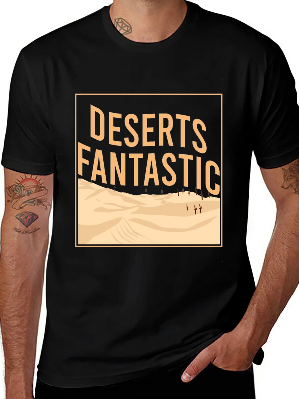 Deserts Fantastic Graphic Tee - Mens Crew Neck Black T-Shirt product image 1