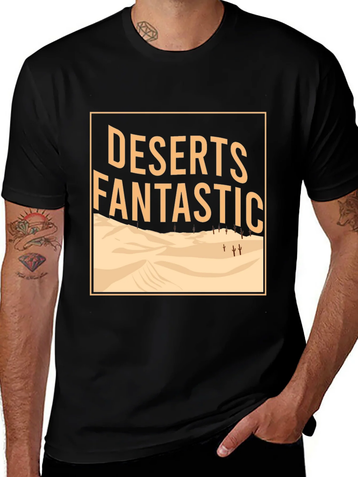Deserts Fantastic Graphic Tee - Mens Crew Neck Black T-Shirt product image 1