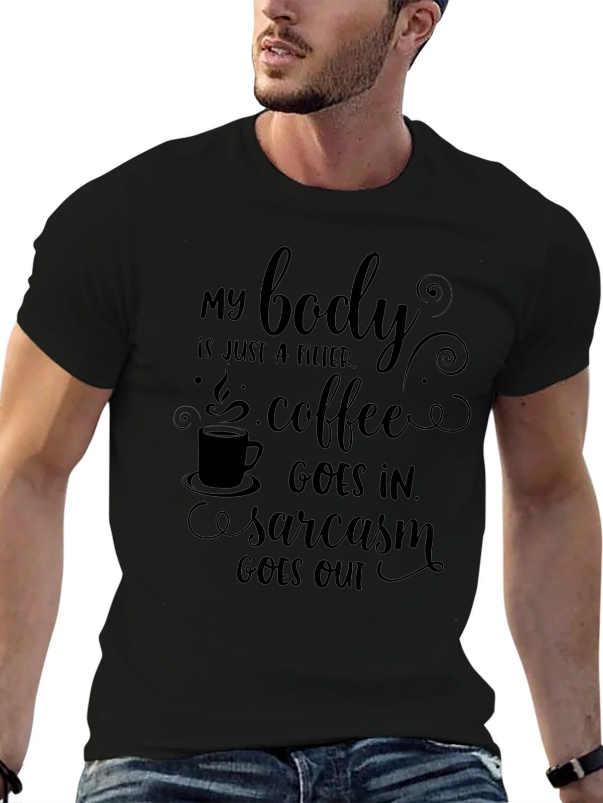 Coffee & Sarcasm Mens Graphic Tee product image 5