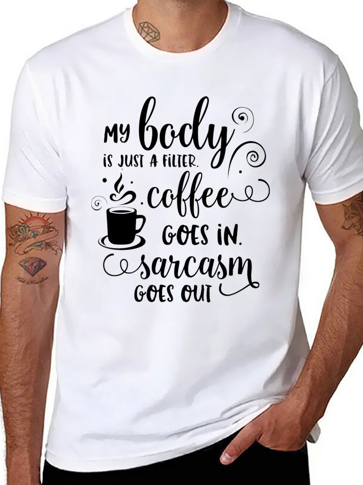 Coffee & Sarcasm Mens Graphic Tee product image 6