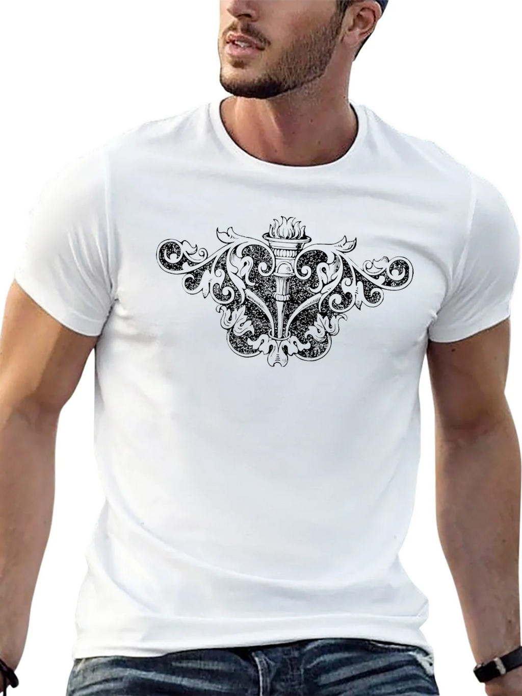 Black Graphic Tee - Vintage Torch Design product image 10