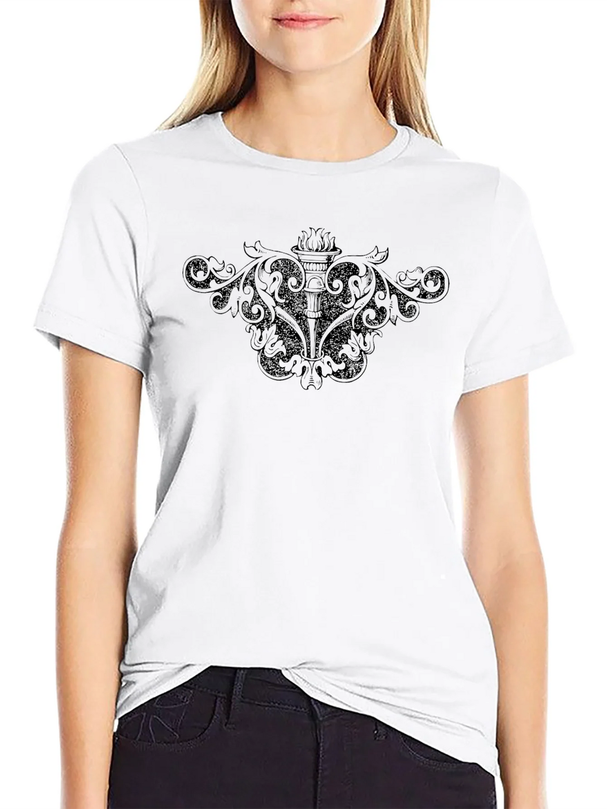 Black Graphic Tee - Vintage Torch Design product image 6