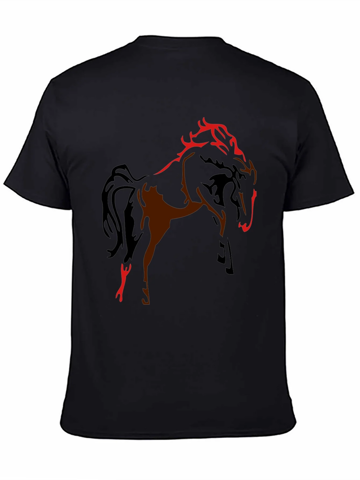 Black T-Shirt with Horse Graphic Design product image 4