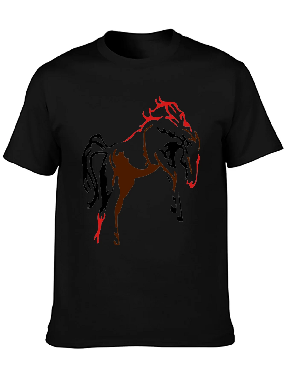 Black T-Shirt with Horse Graphic Design product image 3