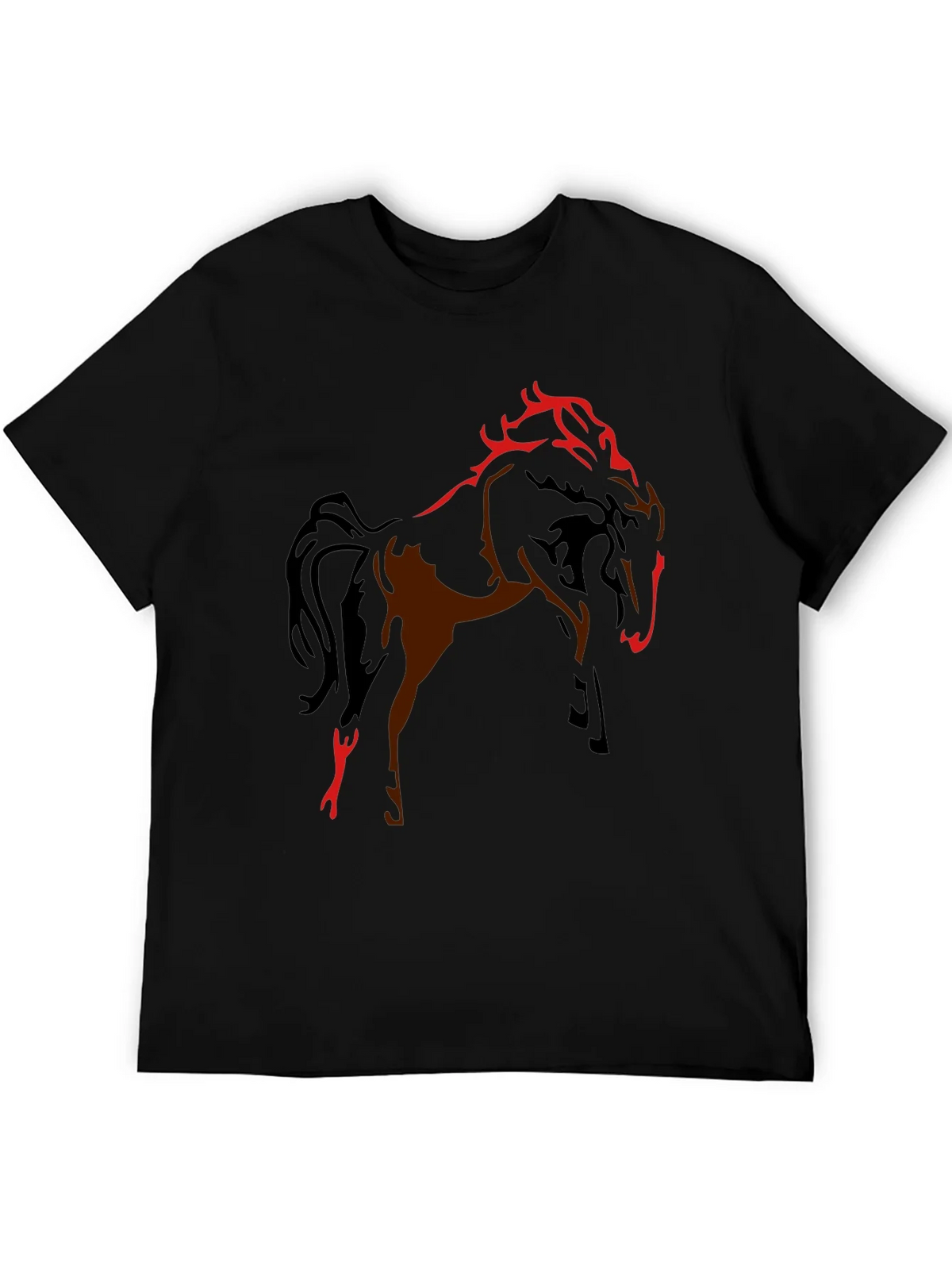 Black T-Shirt with Horse Graphic Design product image 5