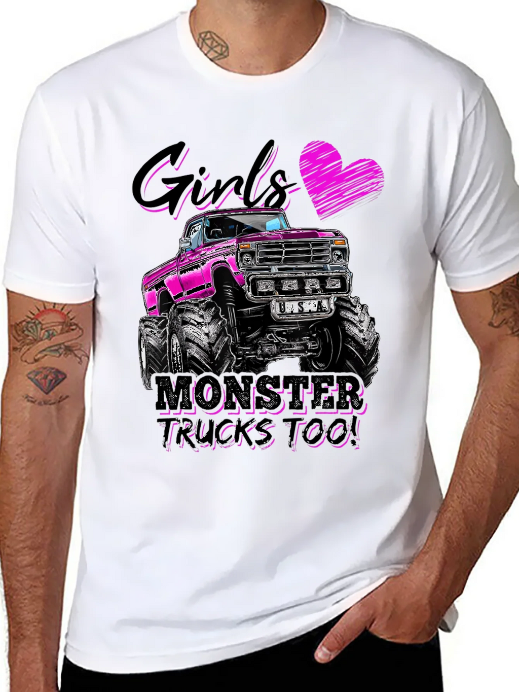 Girls Monster Trucks Too! Graphic Tee product image 7