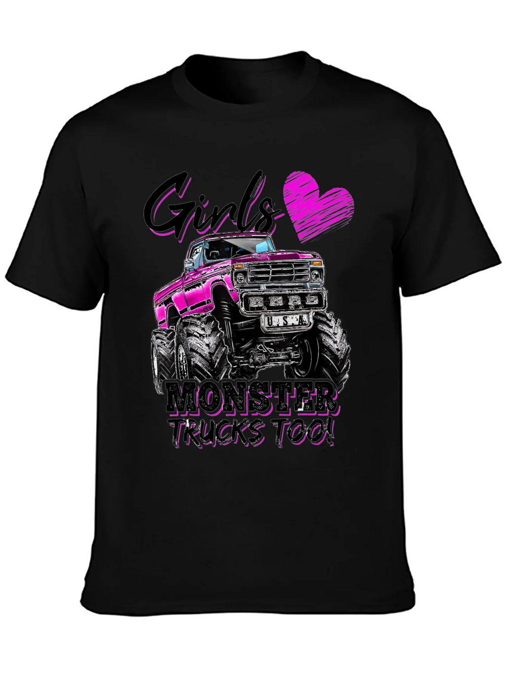 Girls Monster Trucks Too! Graphic Tee product image 3
