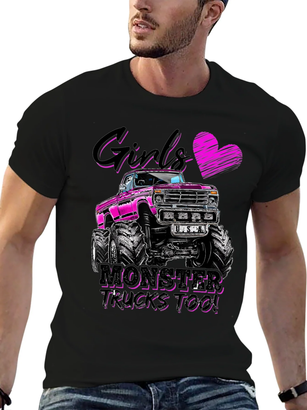 Girls Monster Trucks Too! Graphic Tee product image 6