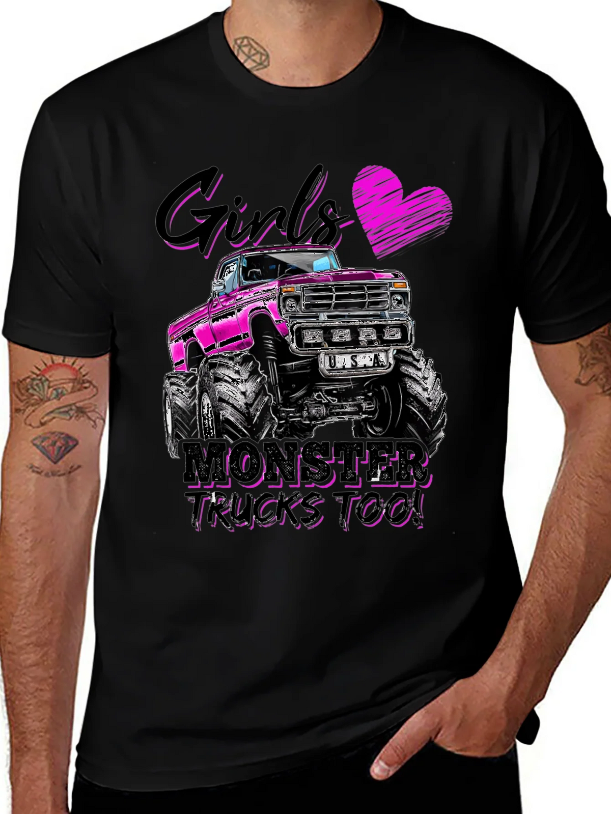 Girls Monster Trucks Too! Graphic Tee product image 1