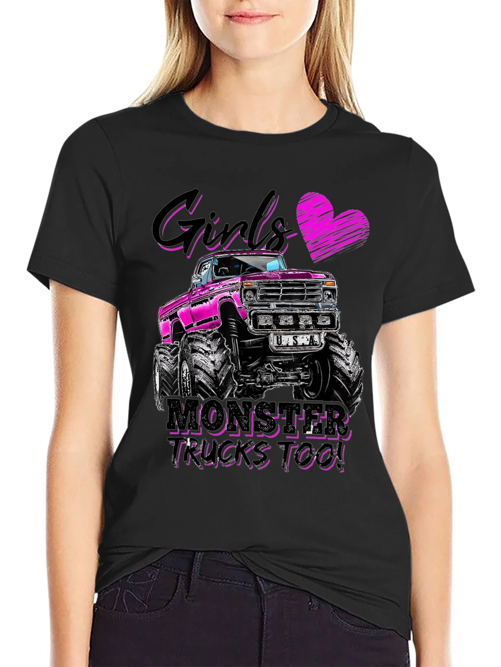 Girls Monster Trucks Too! Graphic Tee product image 2
