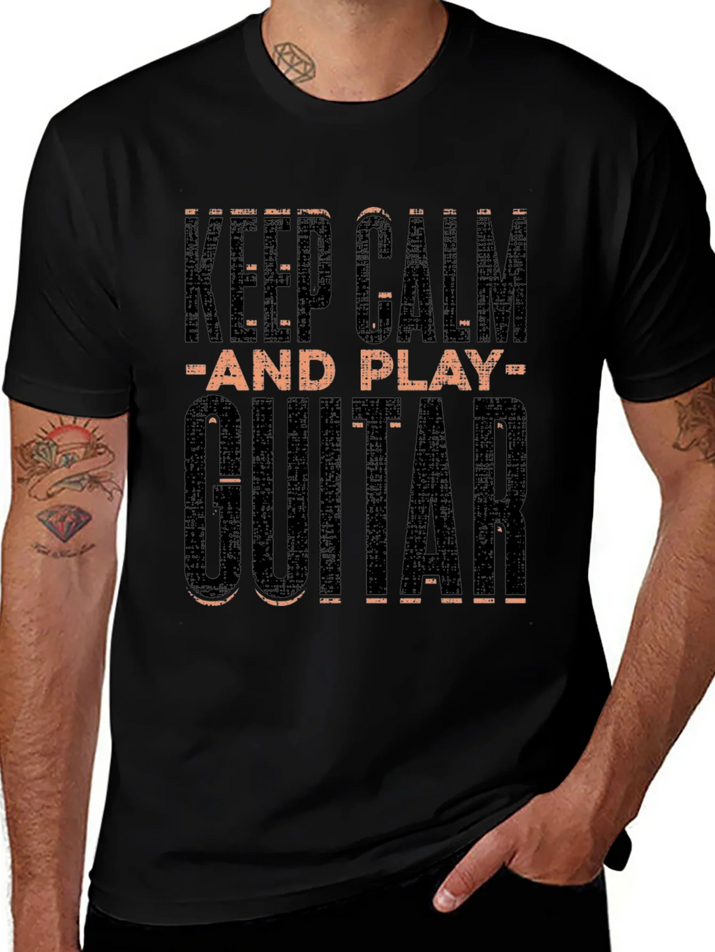 Keep Calm and Play Guitar Black T-Shirt product image 1