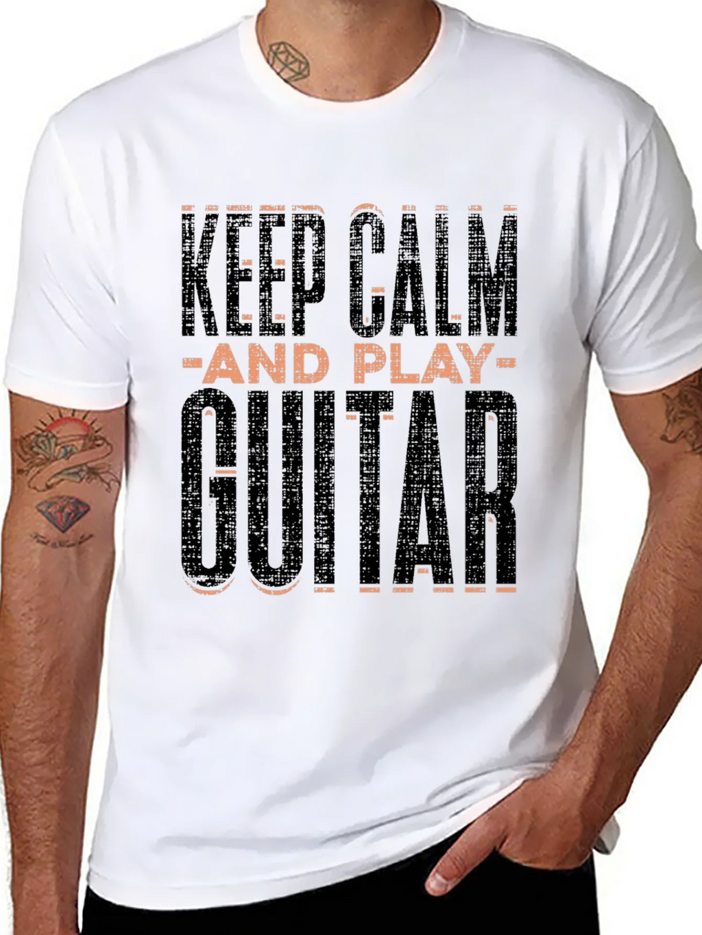 Keep Calm and Play Guitar Black T-Shirt product image 6