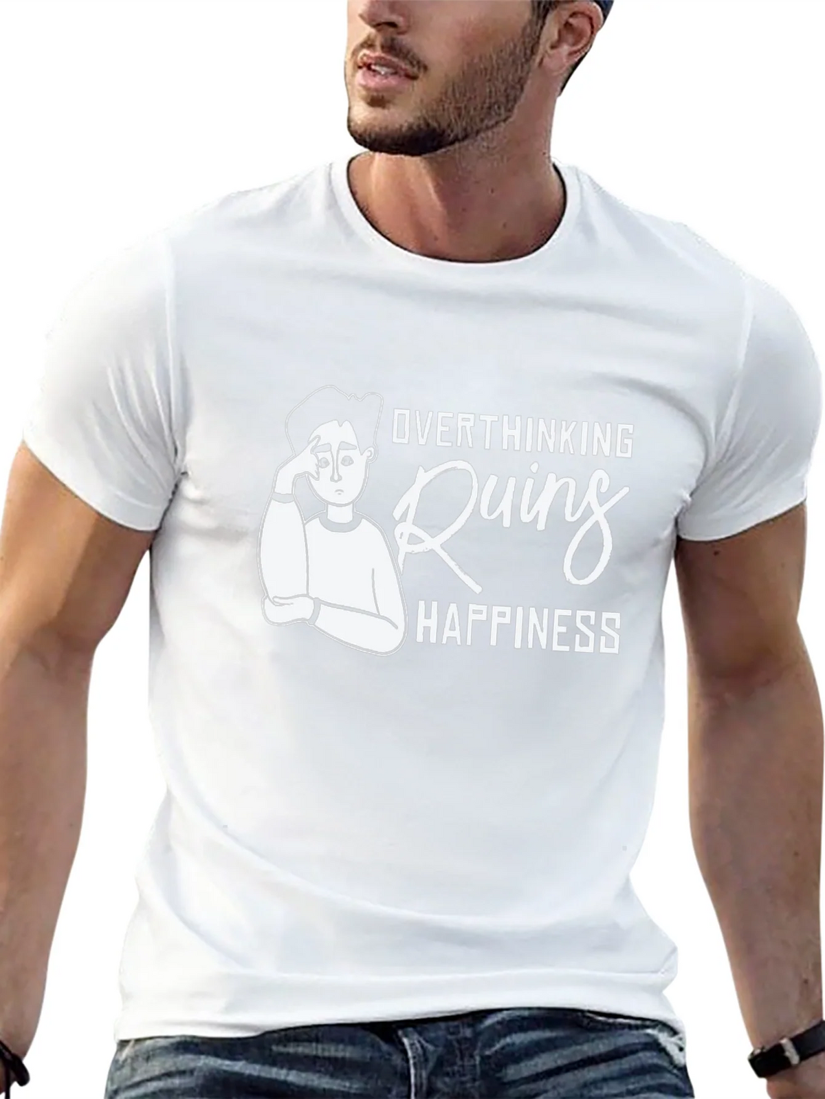 Overthinking Ruins Happiness Graphic T-Shirt product image 8