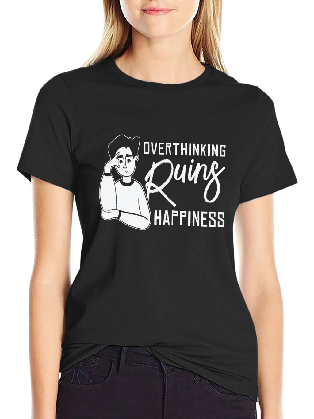 Overthinking Ruins Happiness Graphic T-Shirt product image 1