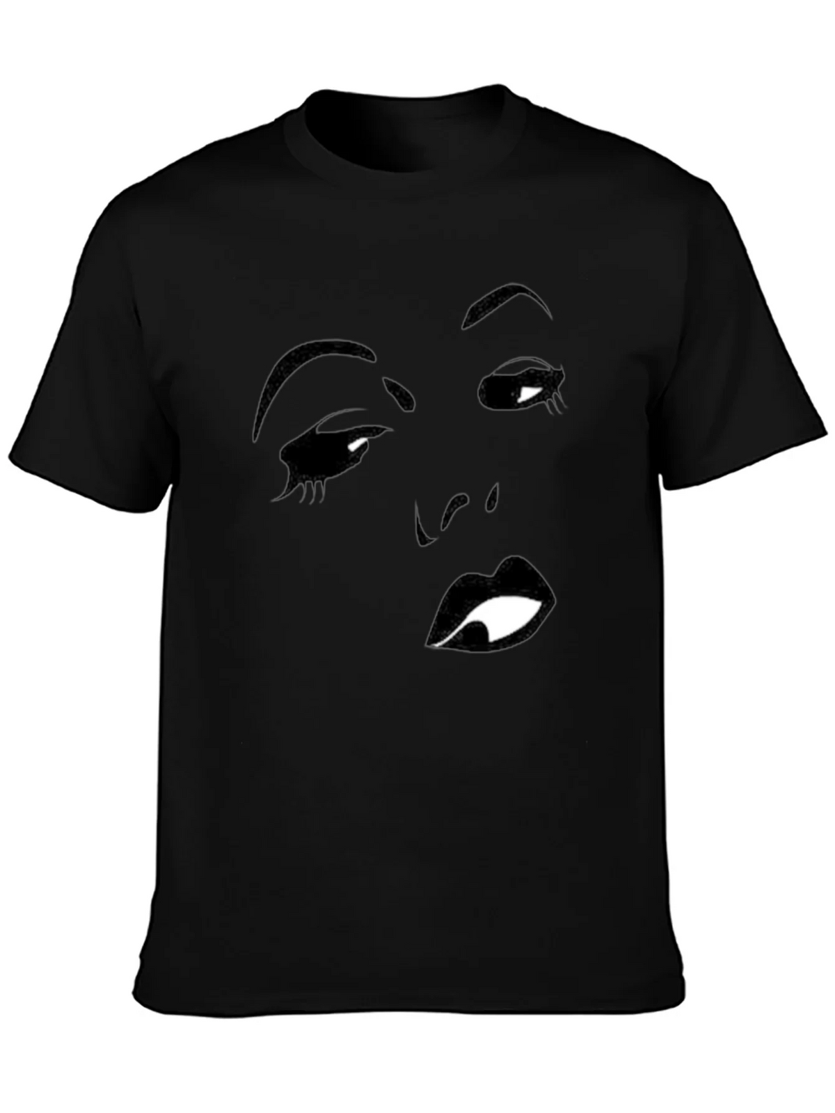Black T-Shirt with Face Silhouette Graphic product image 3