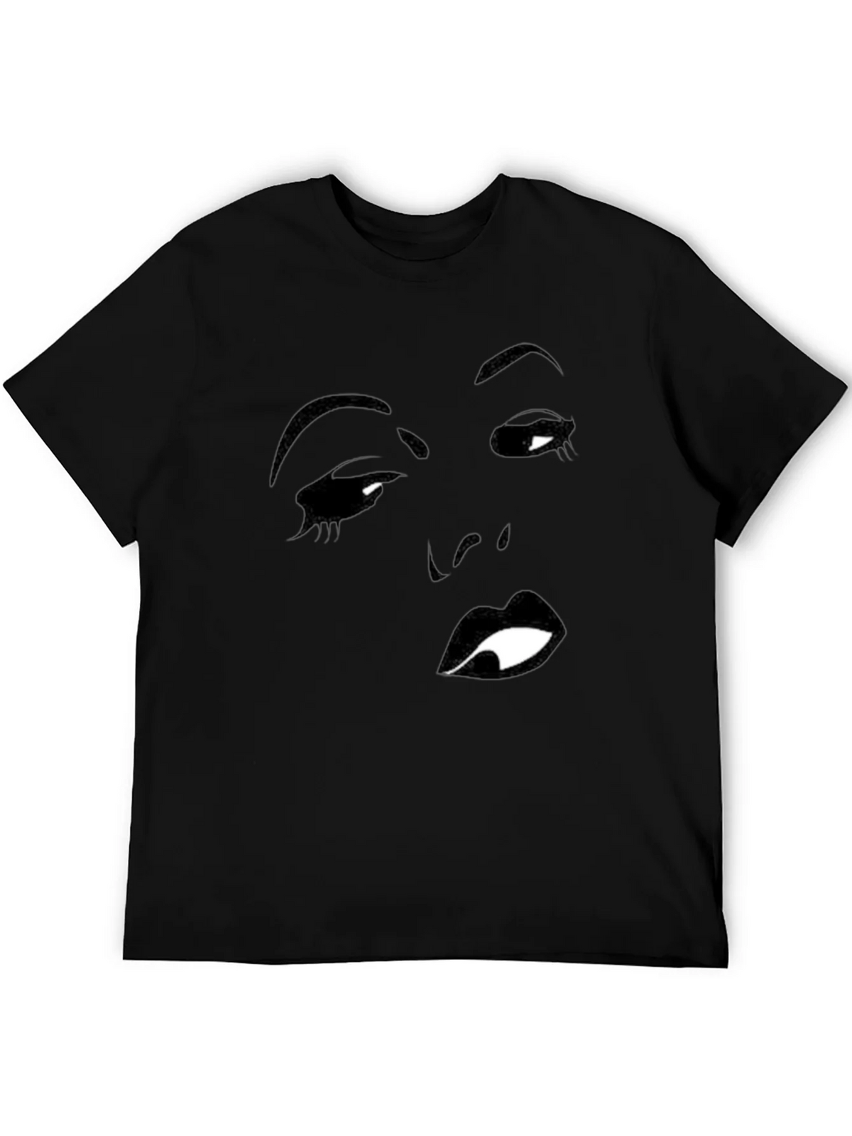 Black T-Shirt with Face Silhouette Graphic product image 5