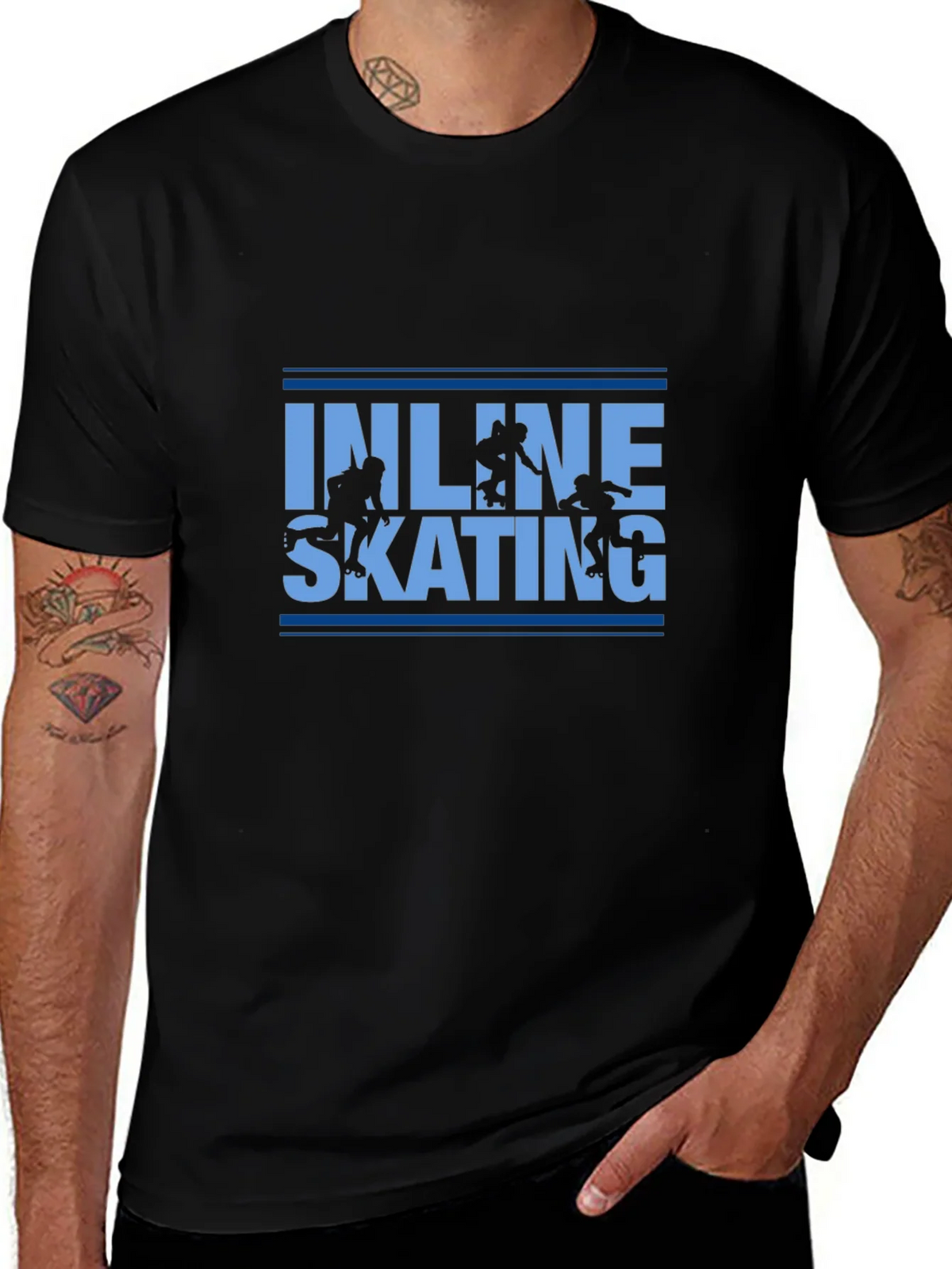 Inline Skating Graphic Tee - Black Cotton T-Shirt product image 1