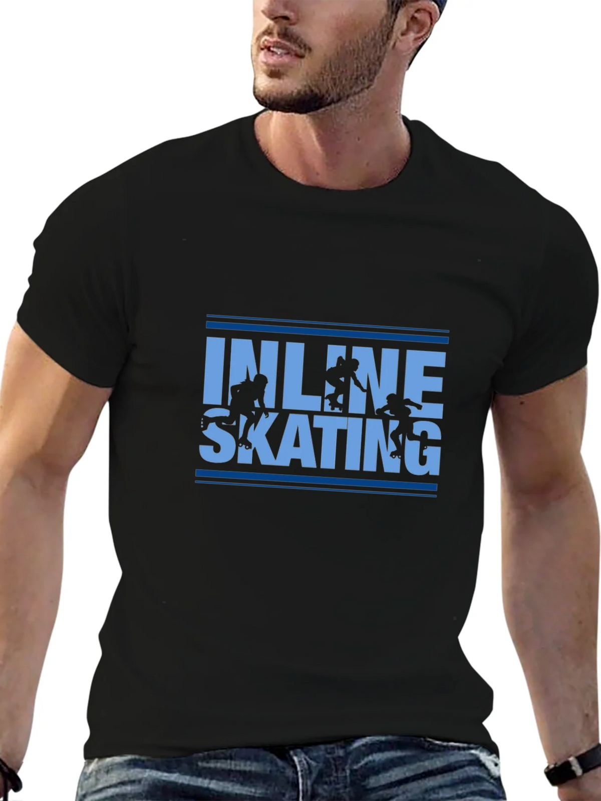Inline Skating Graphic Tee - Black Cotton T-Shirt product image 6