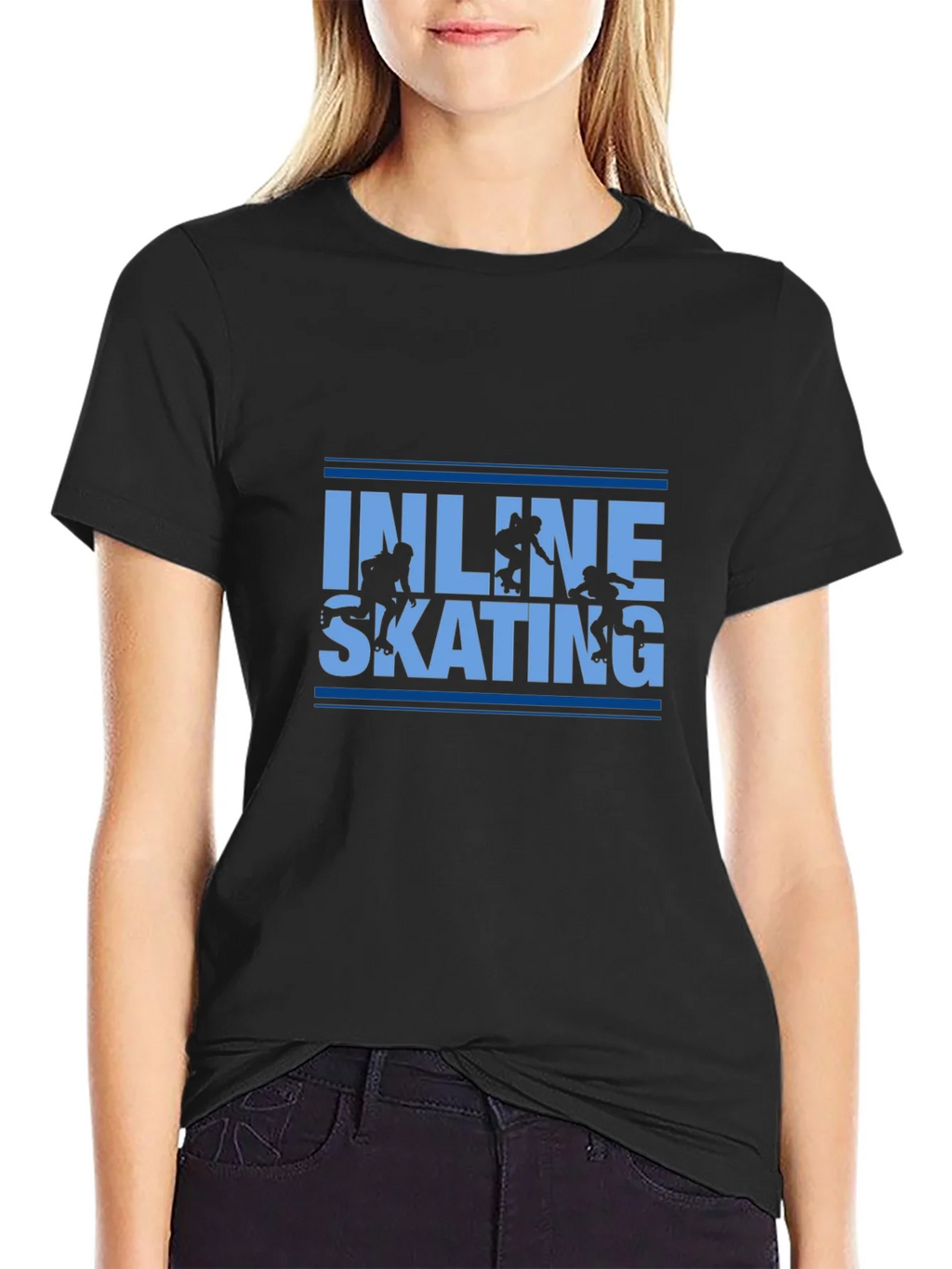 Inline Skating Graphic Tee - Black Cotton T-Shirt product image 2