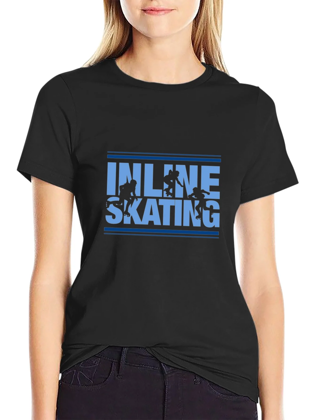 Inline Skating Graphic Tee - Black Cotton T-Shirt product image 2