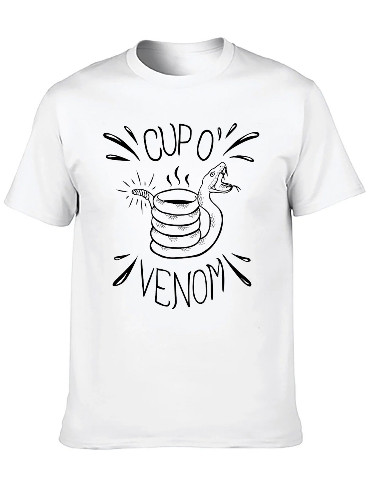 Cup O Venom Black T-Shirt - Snake Coffee Design