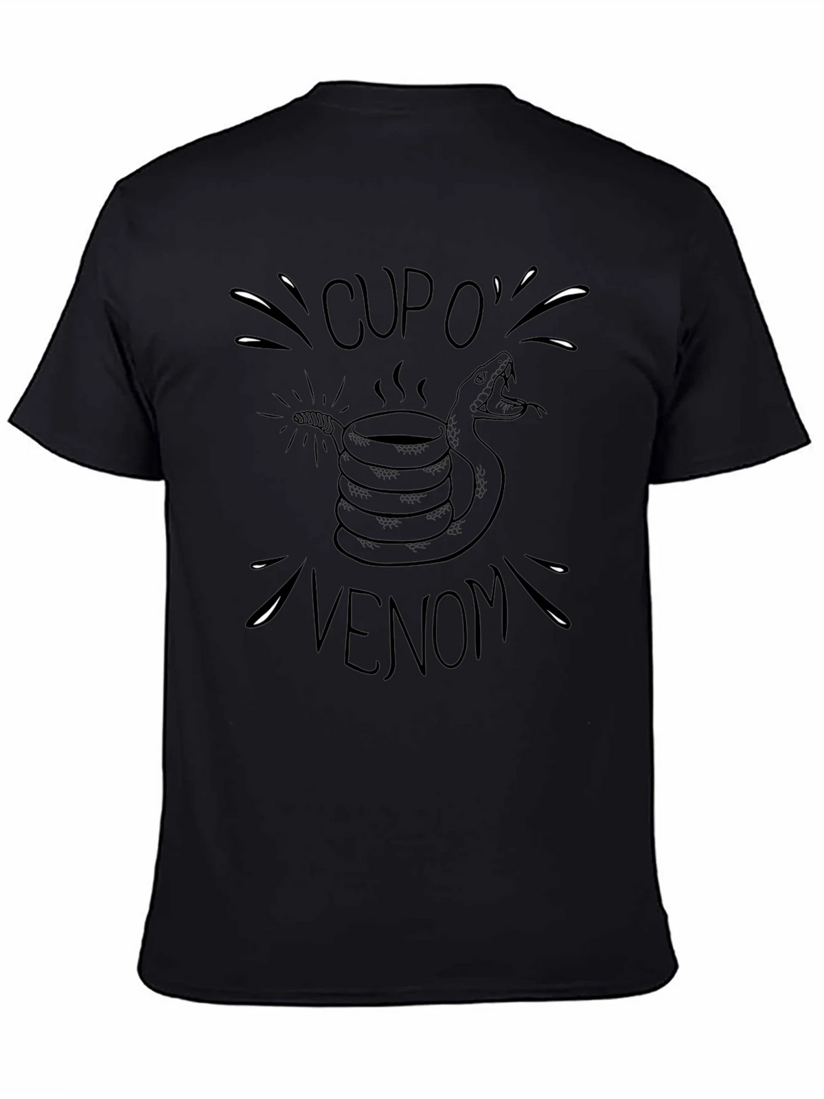 Cup O Venom Black T-Shirt - Snake Coffee Design