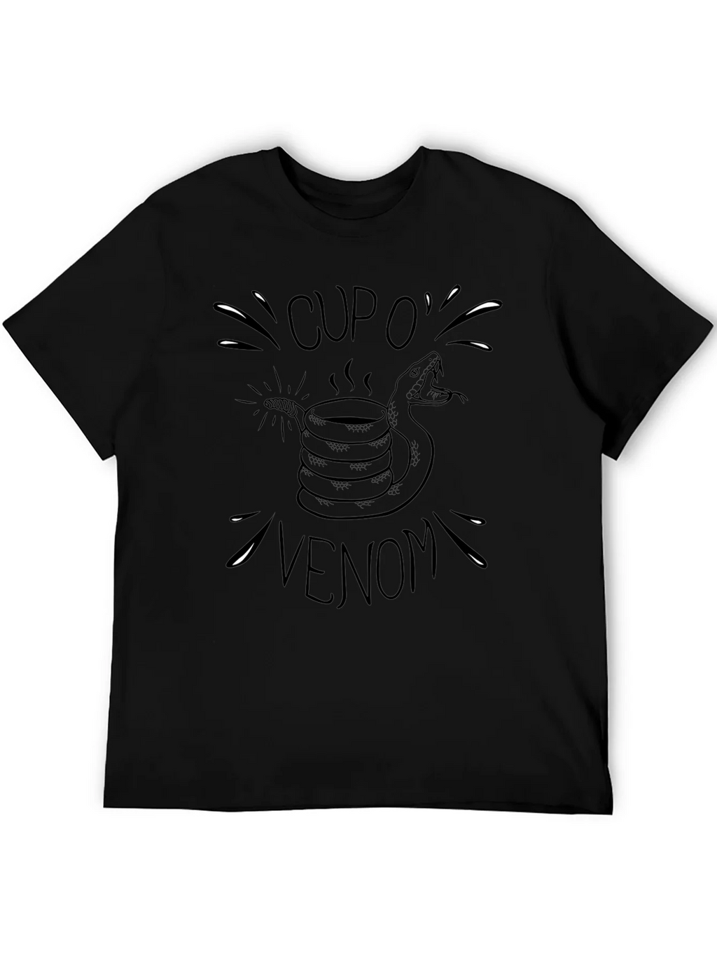 Cup O Venom Black T-Shirt - Snake Coffee Design