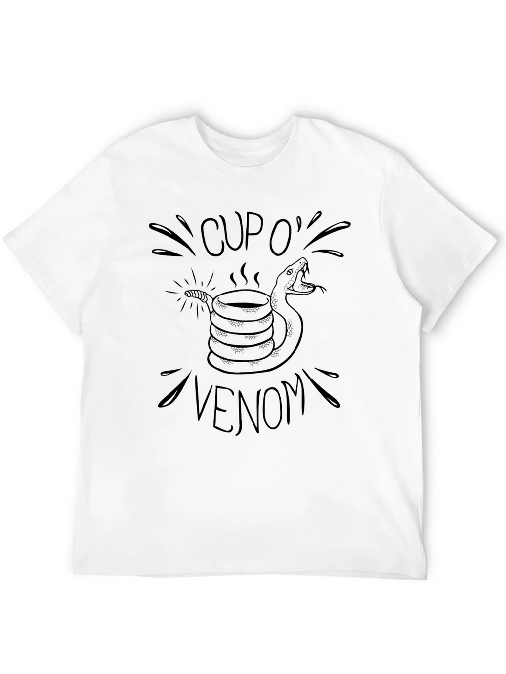 Cup O Venom Black T-Shirt - Snake Coffee Design