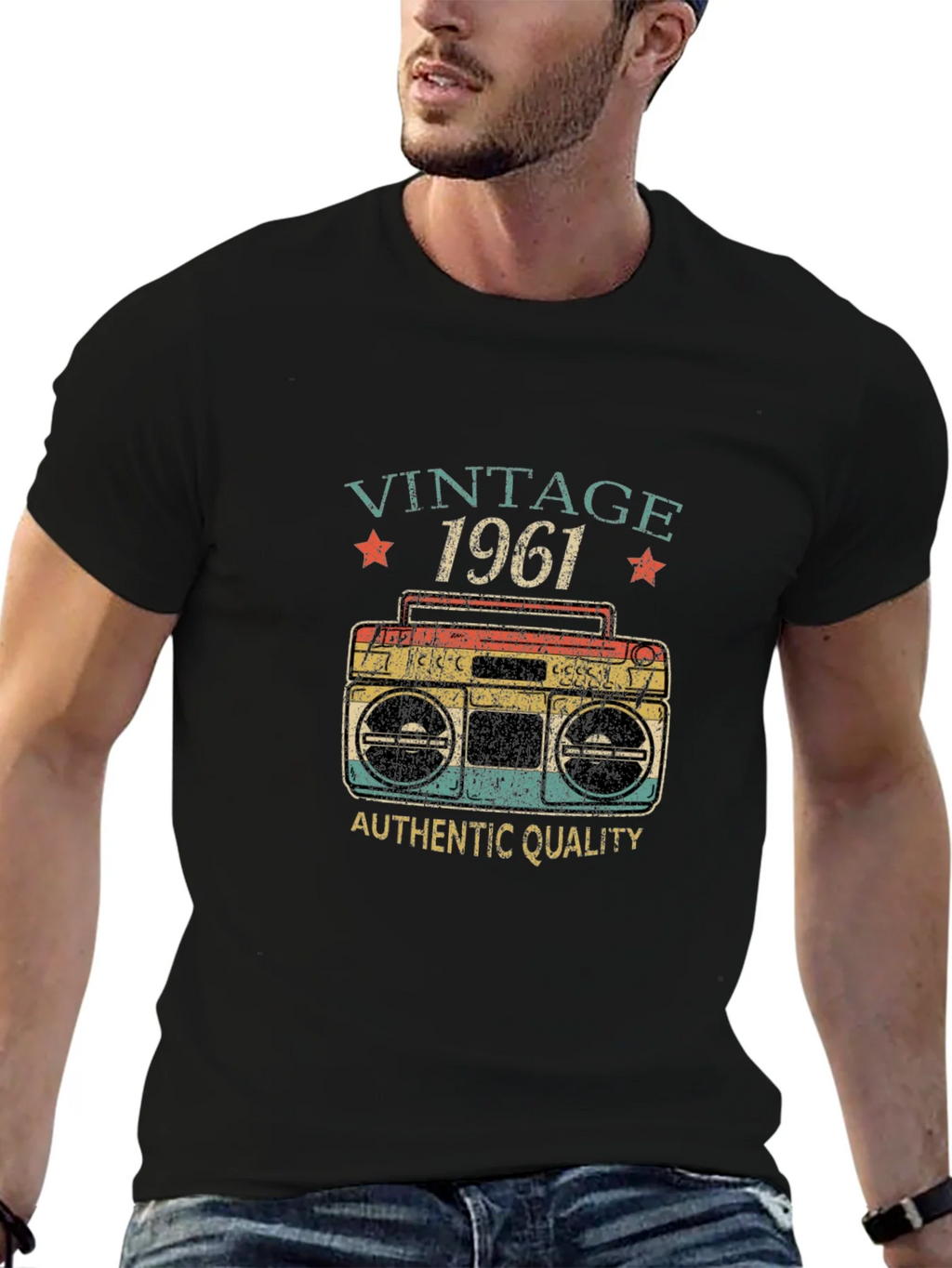 Vintage 1961 Retro Boombox Graphic T-Shirt product image 6