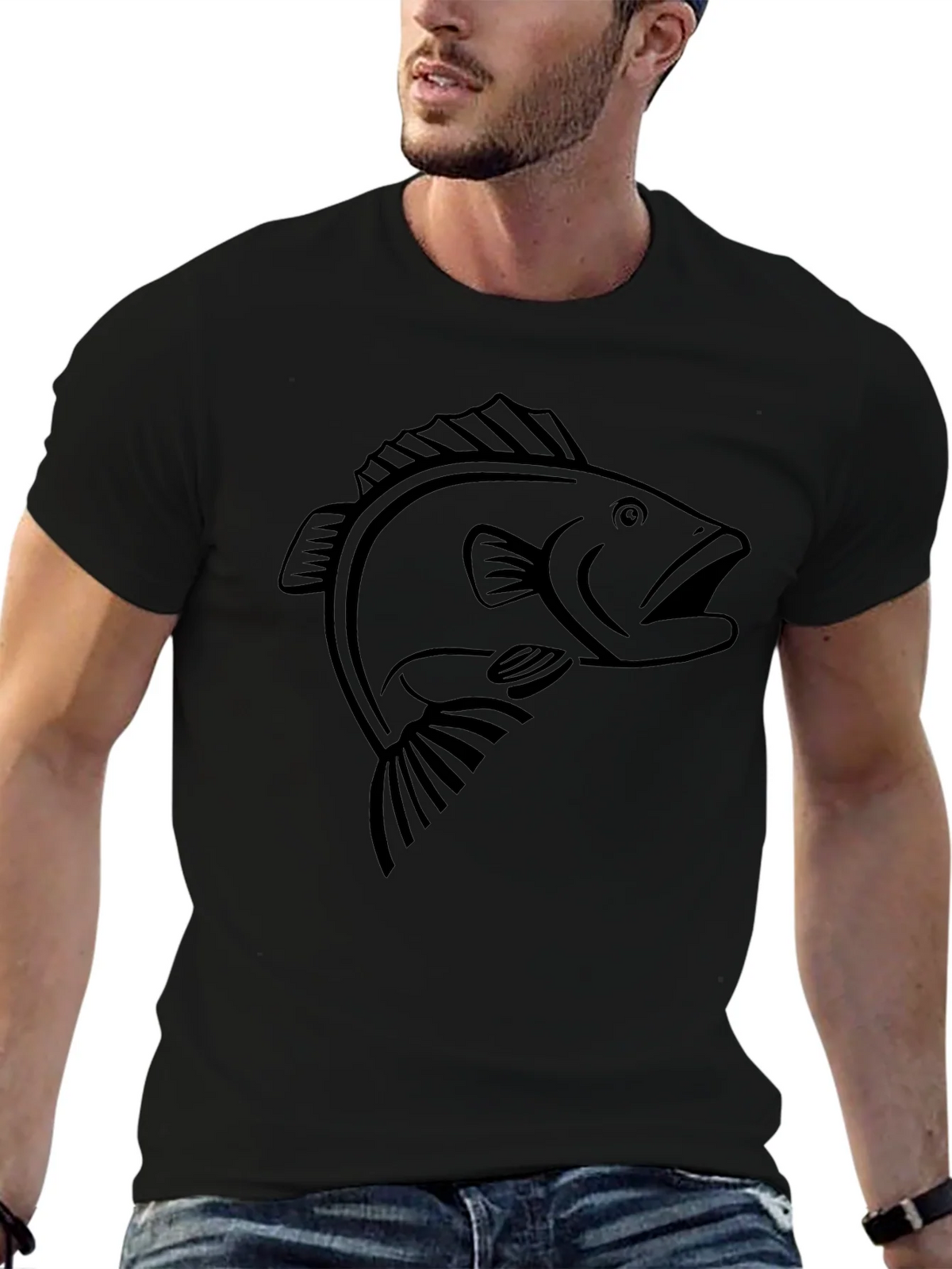 Black Bass Fish Graphic T-Shirt - Mens Casual Tee product image 5