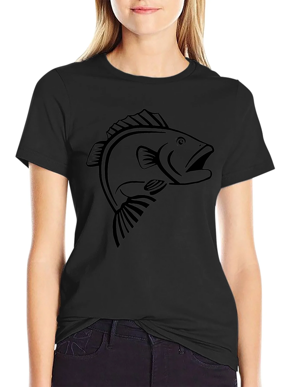 Black Bass Fish Graphic T-Shirt - Mens Casual Tee product image 1