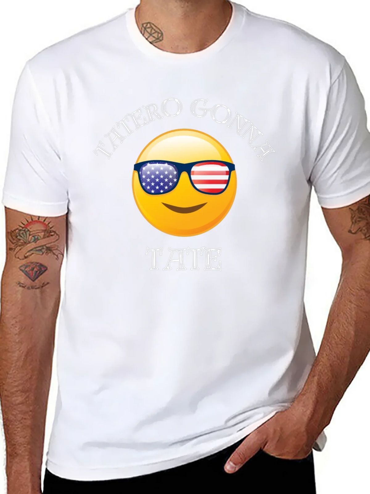 Tatero Gonna Tate T-Shirt Emoji Sunglasses USA Flag Graphic product image 6