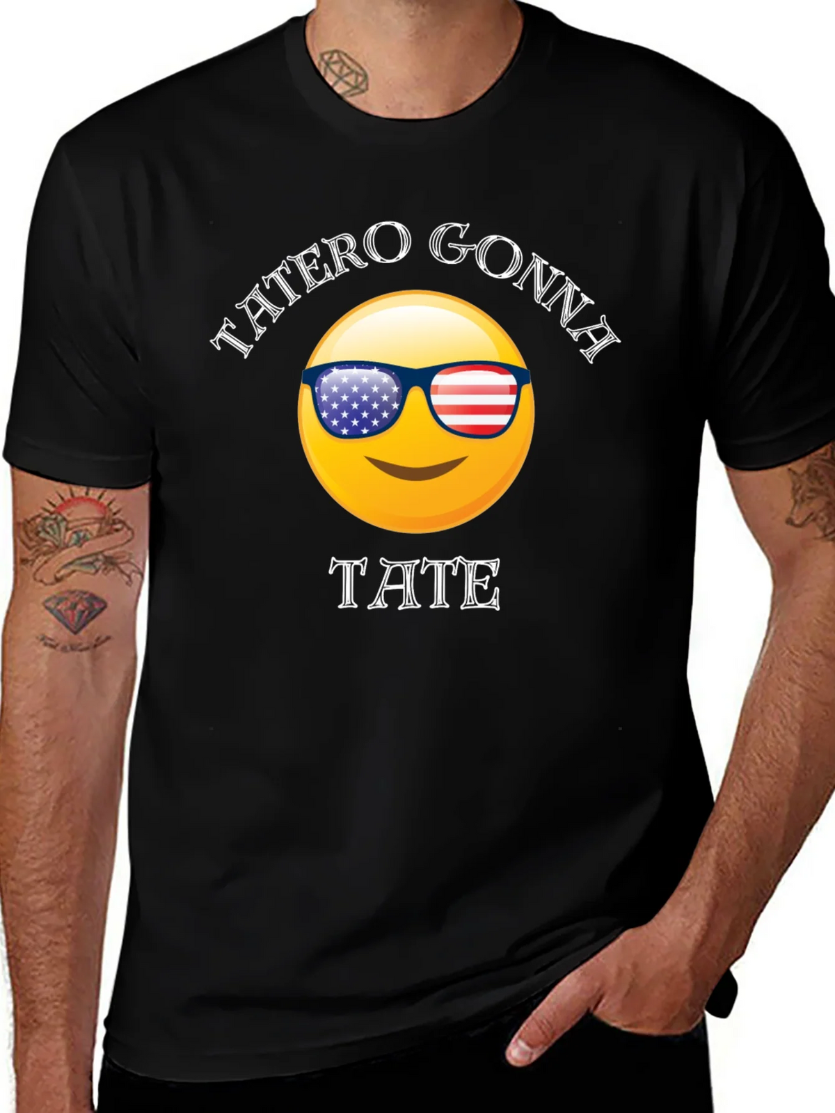 Tatero Gonna Tate T-Shirt Emoji Sunglasses USA Flag Graphic product image 1