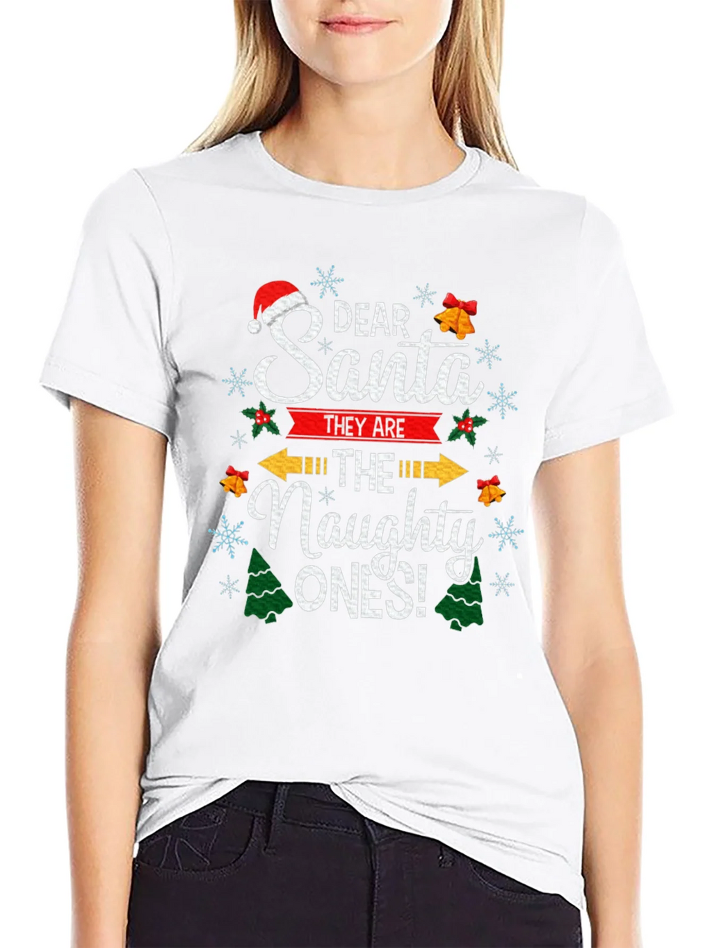 Dear Santa The Naughty Ones Christmas Graphic T-Shirt product image 8