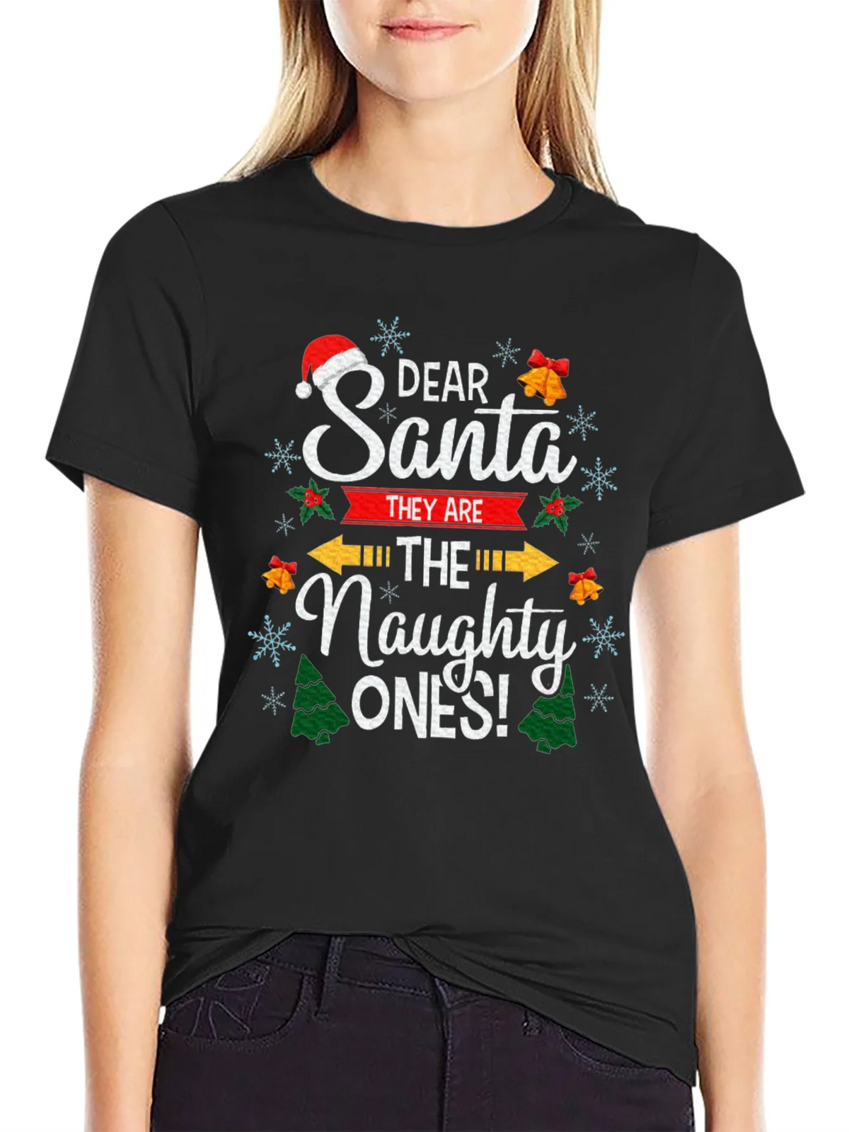 Dear Santa The Naughty Ones Christmas Graphic T-Shirt product image 2